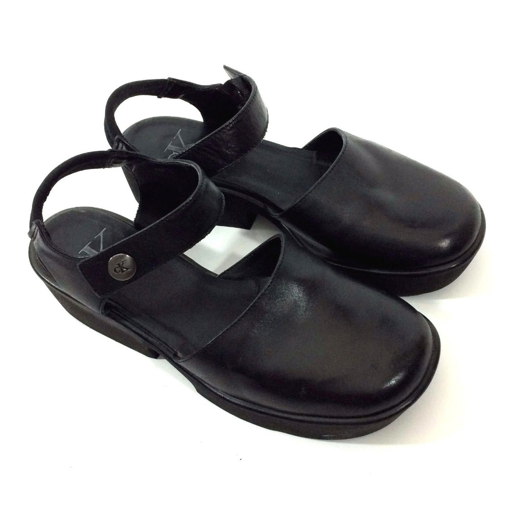 Calvin Klein Black Strapped Leather Sandals